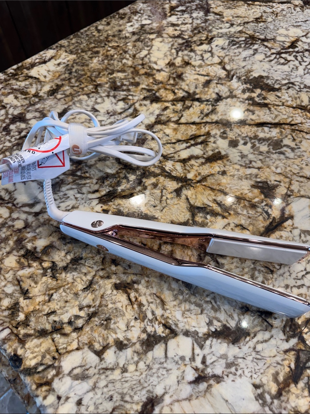 T3 White and Rose Gold Mini Flat Iron Hair Straightener